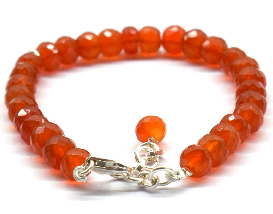 NATURAL CARNELIAN BRACELET W/ 925 SILVER: These are Natural , earth mined CARNELIAN faceted rondelle shape beads finished with SOLID 925 Sterling Silver lobster clasp. All chains and spacers are also Solid 925 Sterling Silver. Clasp is adjust