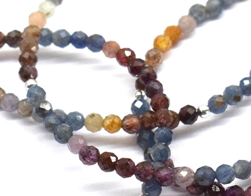 4 BRACELET - SAPPHIRE W/ 925 SILVER: These are Natural , earth mined MULTI SAPPHIRE faceted round shape beads finished with SOLID 925 Sterling Silver lobster clasp. All chains and spacers are also Solid 925 Sterling Silver. (4 BRACELET I