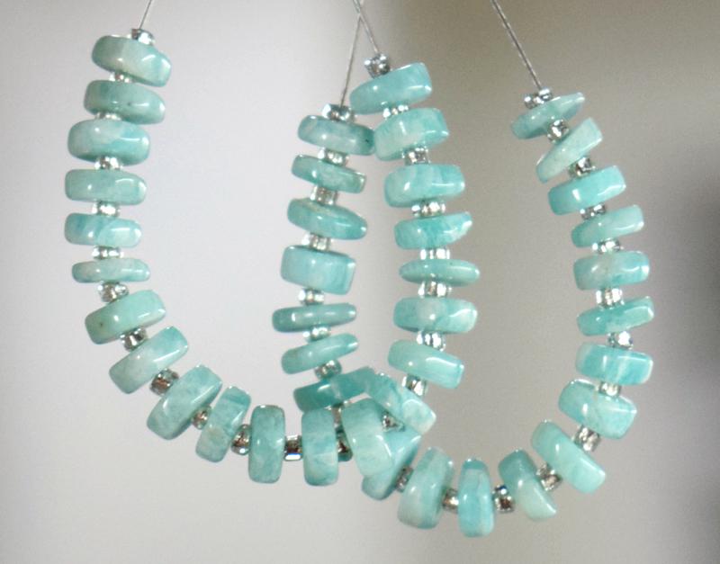 2 TASSEL - AMAZONITE HESHI BEADS: " TASSEL"- means the drilled pieces of gemstones are loosely attached with a wire , ideally you can use it to create of of a kind jewelry . STONE : NATURAL GEMSTONE AMAZONITE HESHI BEADS . All these b