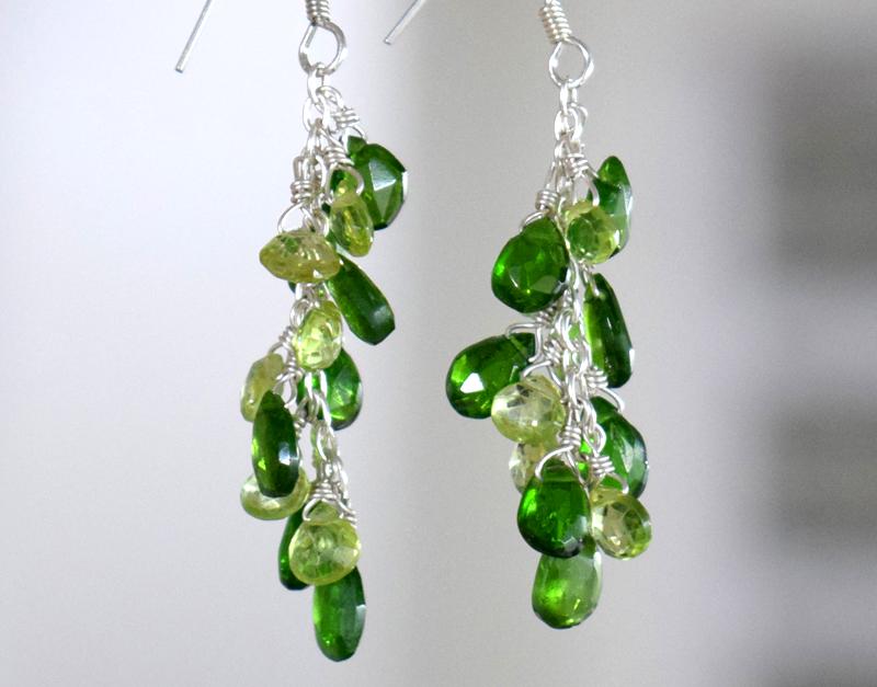 PERIDOT N CHROME DIOPSIDE EARRING W/ SOLID 925 SILVER (1 of 4)