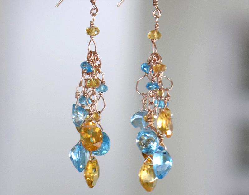 CITRINE N TOPAZ EARRING W/ SOLID 925 STERLING SILVER (1 of 4)