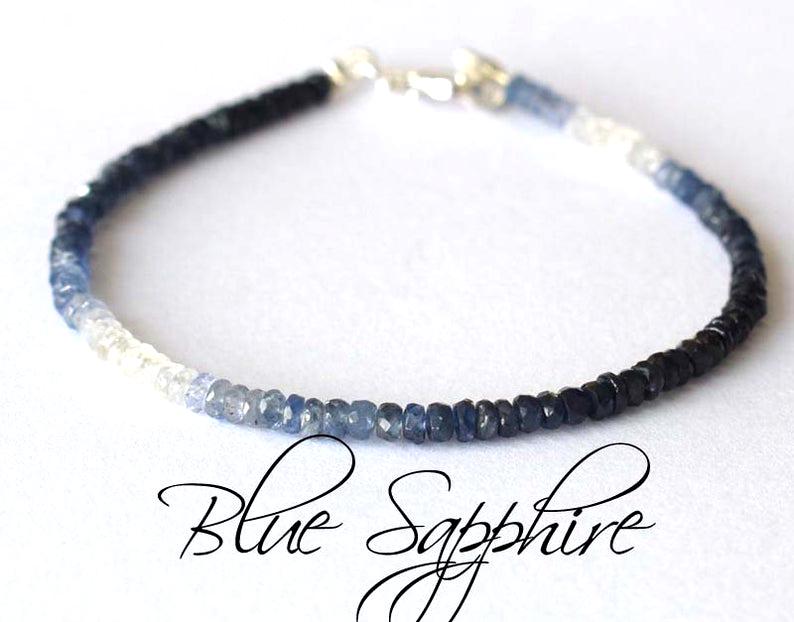 SAPPHIRE RONDELLE BRACELET W/ 925 SILVER (1 of 5)