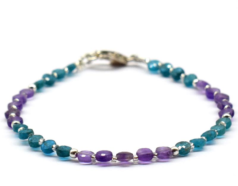 AMETHYST N APATITE BRACELET W/ 925 SILVER (1 of 6)