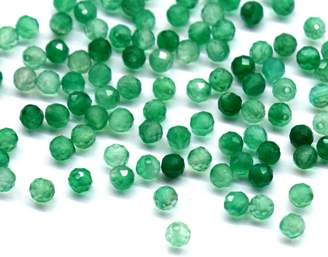 100 PIECES GREEN ONYX - ROUND 3 mm - LOOSE (1 of 3)