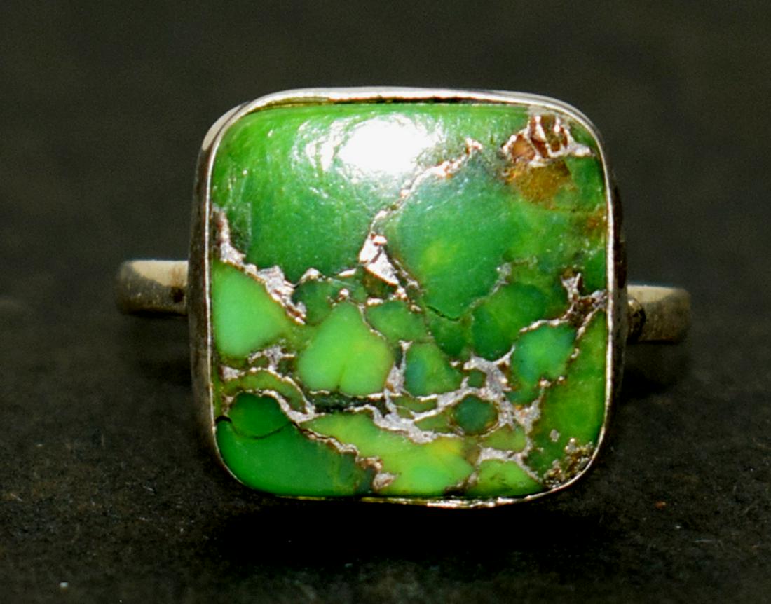 GREEN COPPER TURQUOISE - 925 SILVER RING (1 of 3)