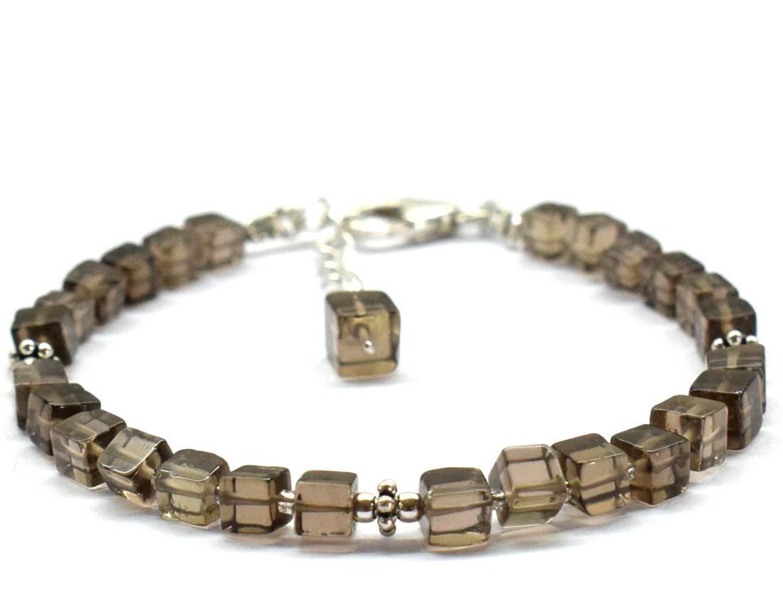 SMOKY QUARTZ BRACELET W/ 925 SILVER (1 of 5)