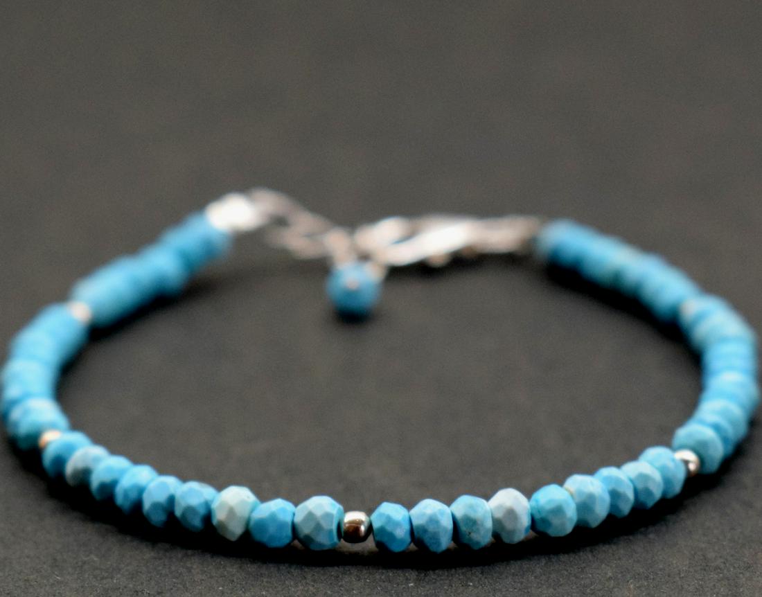 NATURAL TURQUOISE BRACELET W/ 925 SILVER (1 of 5)