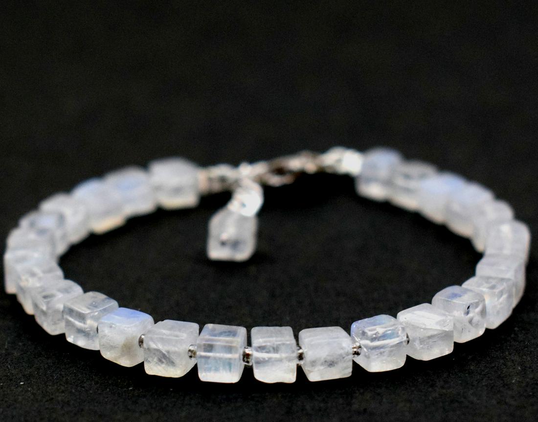 RAINBOW MOONSTONE BRACELET W/ 925 SILVER (1 of 4)