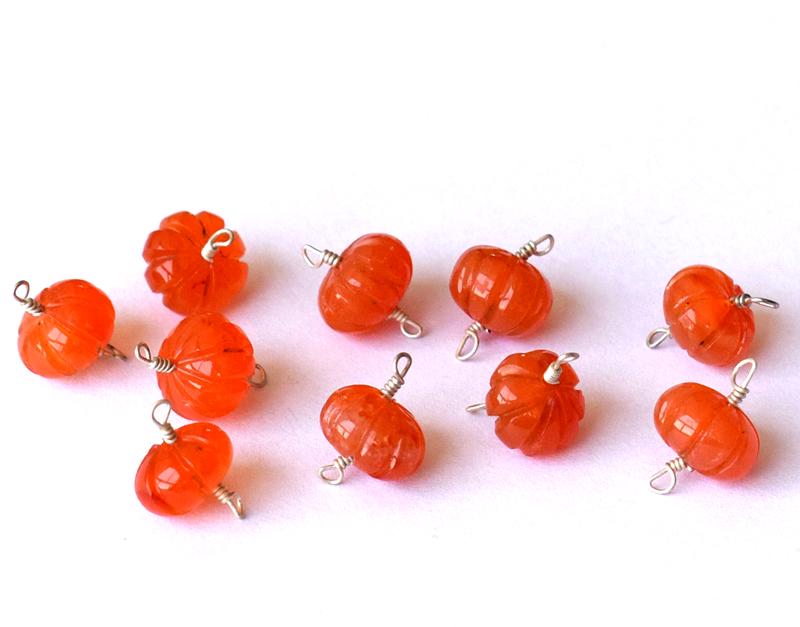 CARNELIAN - CARVED RONDELLE - 925 SILVER LOOPS: These are Natural, earth mined and hand crafted with precision CARNELIAN CARVED RONDELLE beads . (10 pieces ) Wrapped in SOLID 925 Sterling Silver wire loops, perfect for making earring , connectors a