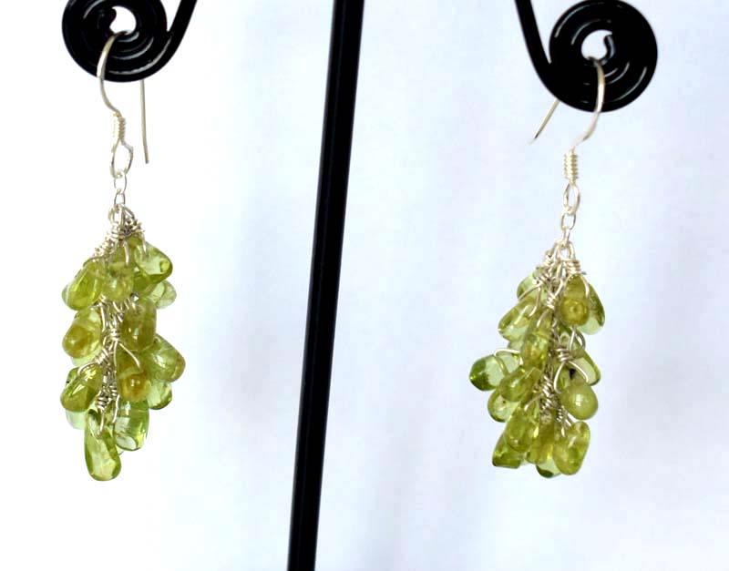 PERIDOT DROP EARRINGS W/ 925 SILVER: These are Natural , earth mined and hand crafted with precision FINE QUALITY ARIZONA PERIDOT briolette EARRING with SOLID 925 Sterling Silver wire and hooks .Total length is 1 5/8". Size of stone - 3x