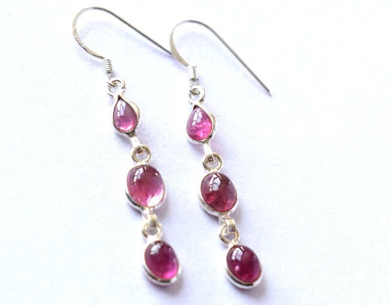 STERLING  SILVER - PINK TOURMALINE - EARRINGS (1 of 3)