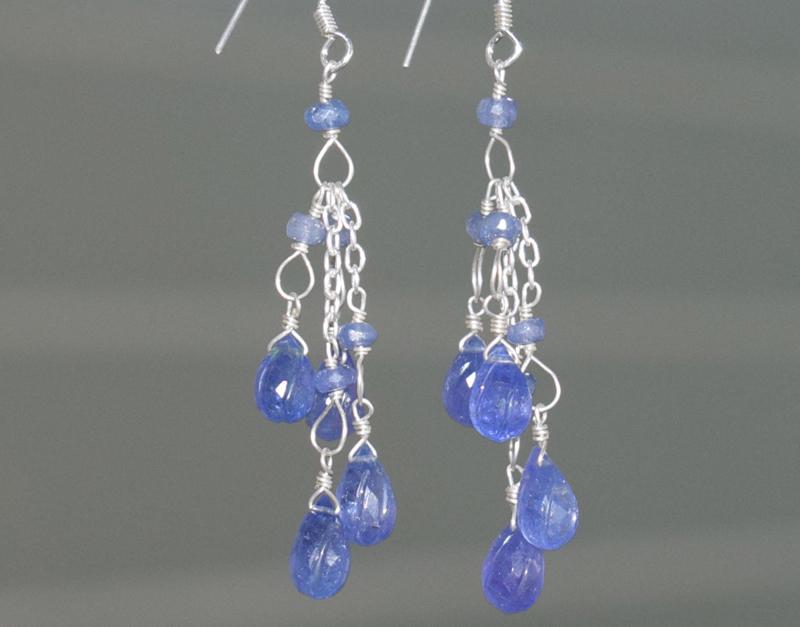 TANZANITE  BRIOLETTE - EARRING  925  STERLING SILVER (1 of 4)
