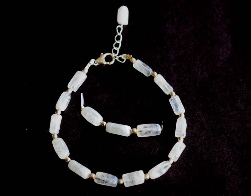RAINBOW MOONSTONE BRACELET W/ 925 SILVER (1 of 5)