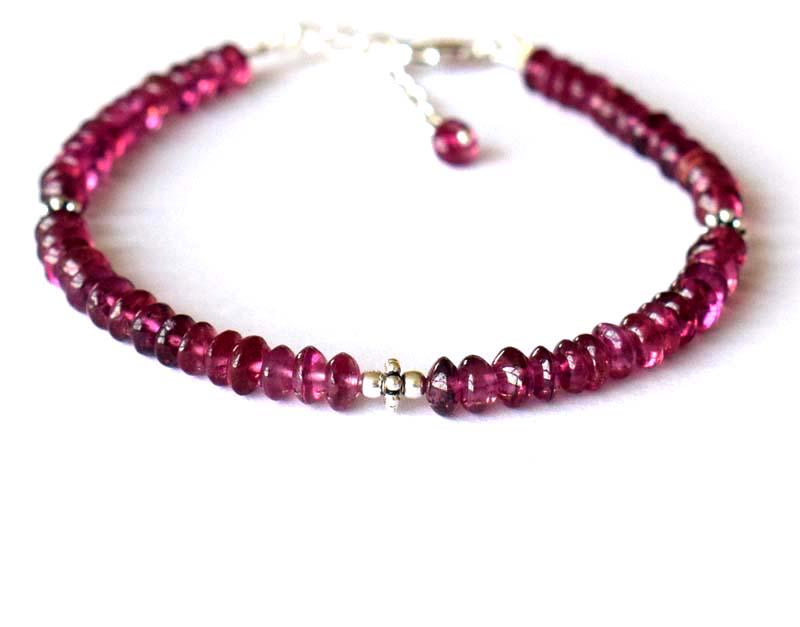 RHODOLITE GARNET BRACELET W/ 925 SILVER (1 of 4)