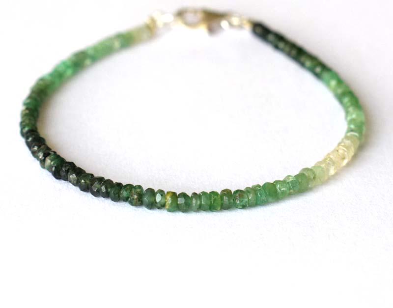 NATURAL NON-OILED EMERALD BRACELET W/ 925 SILVER (1 of 4)
