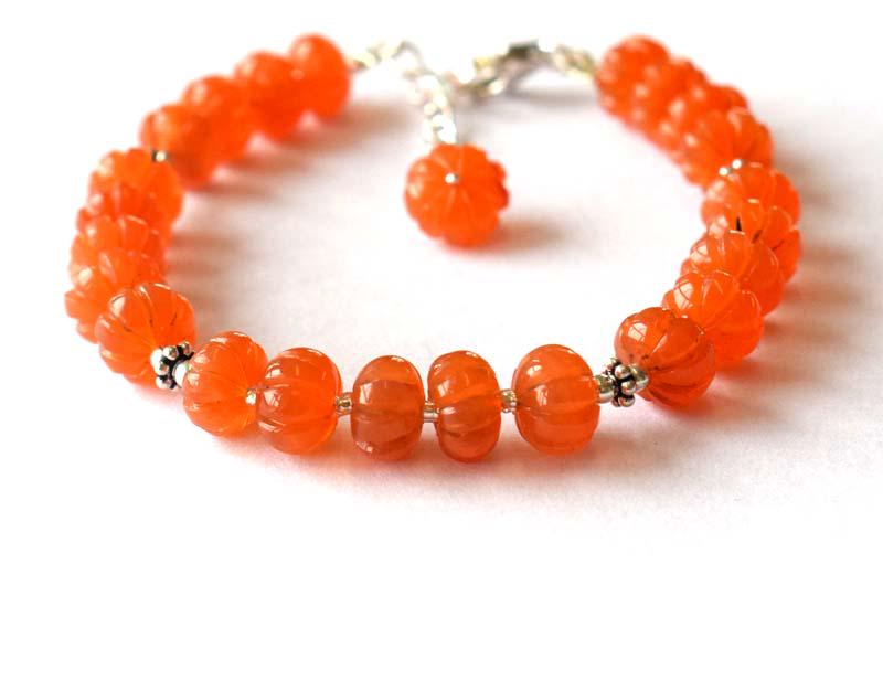 NATURAL CARNELIAN BRACELET W/ 925 SILVER (1 of 4)