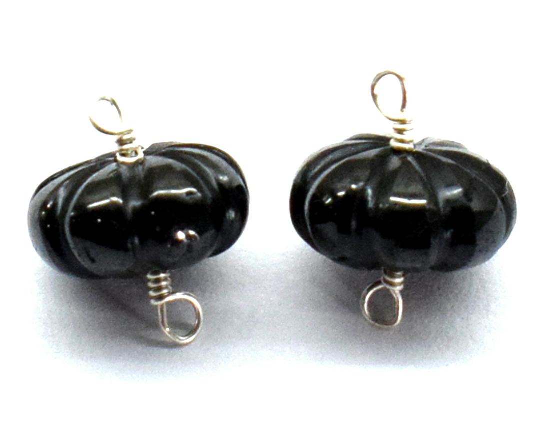 BLACK SPINEL - RONDELLE - 925 SILVER LOOPS (1 of 4)