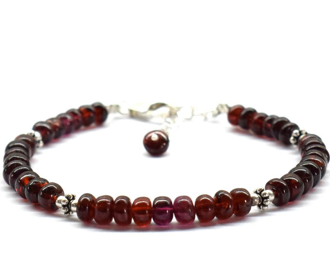 NATURAL GARNET BRACELET W/ 925 SILVER (1 of 5)