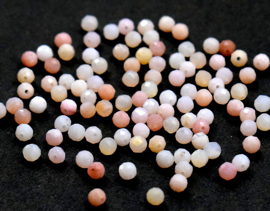 100 PIECES NATURAL PINK OPAL -FACET ROUND  3 mm - LOOSE (1 of 3)