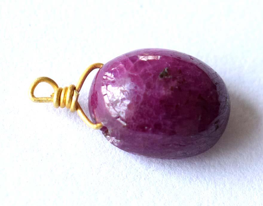 RUBY - FLATBACK OVAL - 925 SILVER LOOP: These are Natural, earth mined and hand crafted with precision RUBY OVAL SHAPE FLATBACK drilled cabochone. ( 1 piece ) . Wrapped in SOLID 925 Sterling Silver wire loops, perfect for making pendant , c