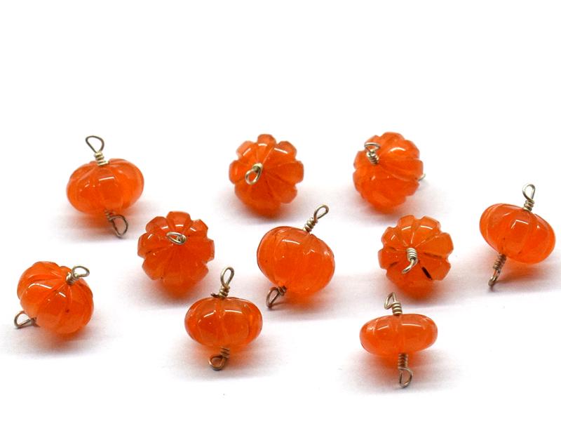 CARNELIAN - CARVED RONDELLE - 925 SILVER LOOPS 8mm: These are Natural, earth mined and hand crafted with precision CARNELIAN CARVED RONDELLE drilled. (10 pieces ) Wrapped in SOLID 925 Sterling Silver wire loops, perfect for making earrings, connectors 