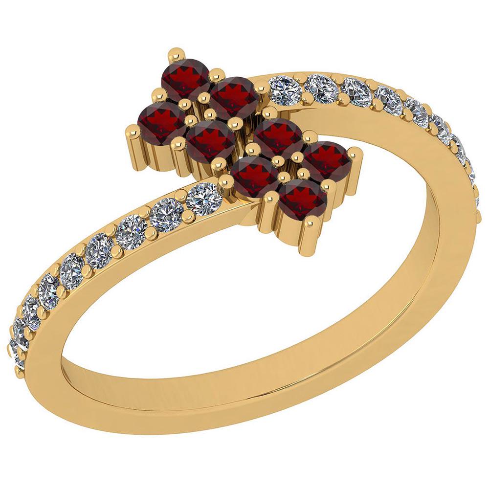 Certified 0.46 Ctw Garnet And Diamond SI2/I1 14K Yellow: Certified 0.46 Ctw Garnet And Diamond SI2/I1 14K Yellow Gold Ring **|**|** Center Stone Approx Weight: 0.28 Ctw 9 Pc Round Center Stone: Garnet Center Stone Setting ; Prong Side Stone ; 0.18 ctw Side 