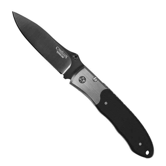 Camillus 6.75in. Folding Knife Drop Point ? Stainless H: Camillus 6.75in. Folding Knife Drop Point ? Stainless Handle **|**|** 6.75in. Carbonitride Titanium TM Folding Knife with G10 & Stainless Handle #TLJ64702