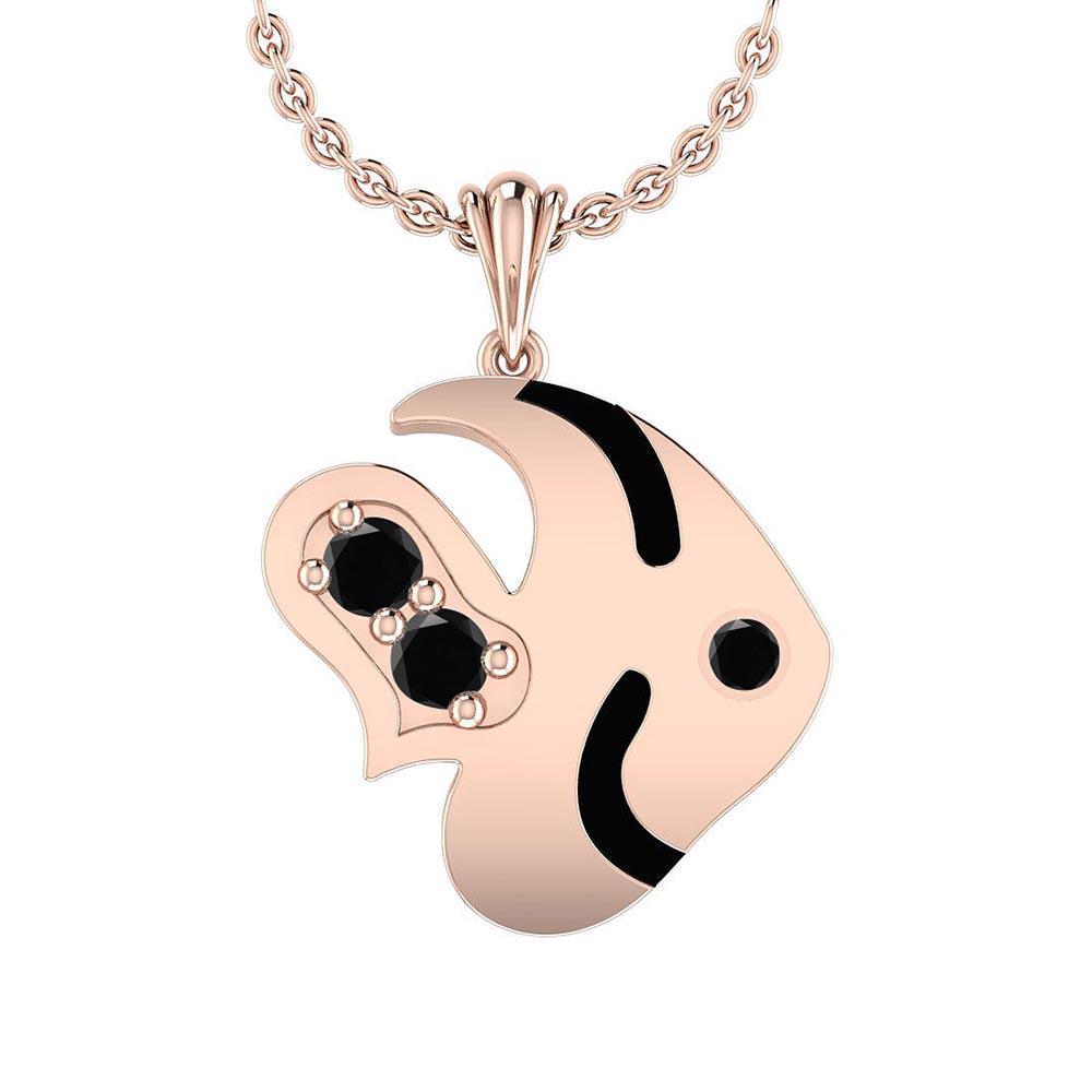 Certified 0.27 Ctw Treated Fancy Black Diamond I1/I2 St: Certified 0.27 Ctw Treated Fancy Black Diamond I1/I2 Style Fish Pendant Necklace Set 14K Gold **|**|** Center Stone Approx Weight: 0.27 Ctw (3 Pcs Round) Center Stone Color: Treated Fancy Black Diamon