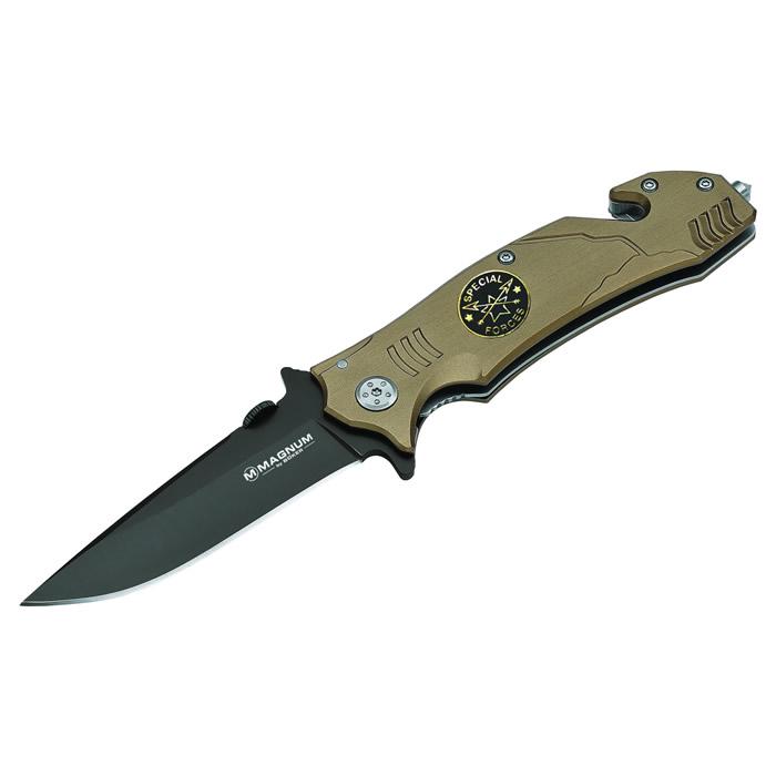 Boker Magnum ? Sergeant: Boker Magnum ? Sergeant **|**|** Pocket knife by Magnum. This rescue knife bears the legendary emblem of the proud U.S. Marines consisting of eagle globe and anchor. The black coated blade made of 440