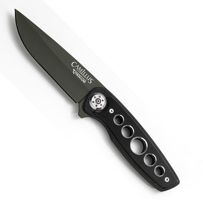 Camillus 8.25in. Fixed Blade Knife ? Aluminum Handle: Camillus 8.25in. Fixed Blade Knife ? Aluminum Handle **|**|** 8.25in. Carbonitride Titanium TM Fixed Blade Knife with Aluminum Handle and Nylon Sheath #TLJ64700