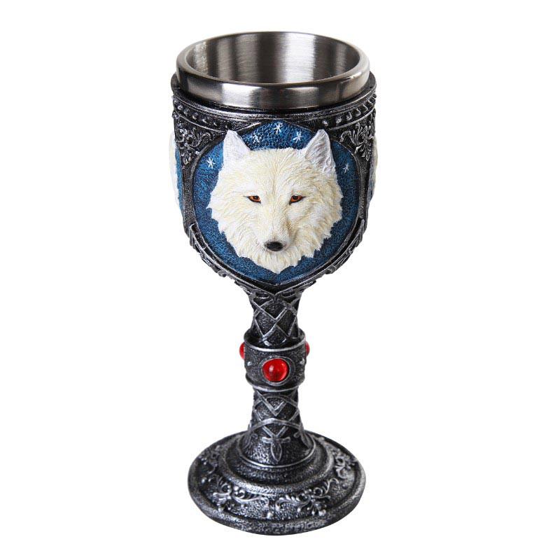SPIRIT WOLF GOBLET: SPIRIT WOLF GOBLET **|**|** Approx Dims: 3 1/4in. x 3 1/4in. x 7 3/4in. #TLJ67008