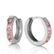 1.3 CTW 14K Solid White Gold Hoop Huggie Earrings Pink - 2