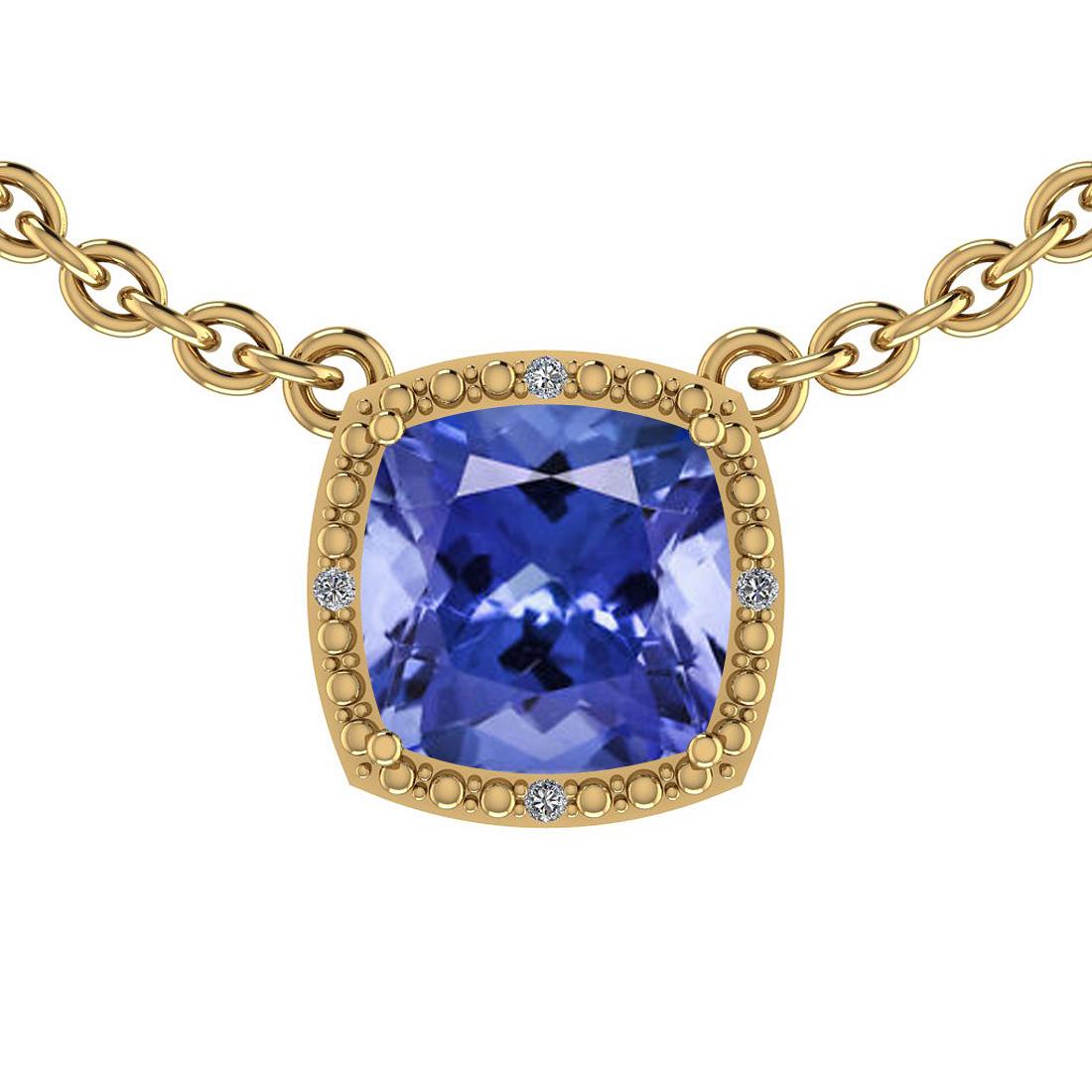 Certified 2.54 Ctw Tanzanite And Diamond SI1/SI2 14K Ye: Certified 2.54 Ctw Tanzanite And Diamond SI1/SI2 14K Yellow Gold Pendant Necklace **|**|** Color Stone Approx Weight: 2.50 Ctw (1pcs Cushion) Center Stone Color: Tanzanite Center Stone Setting: Prong 