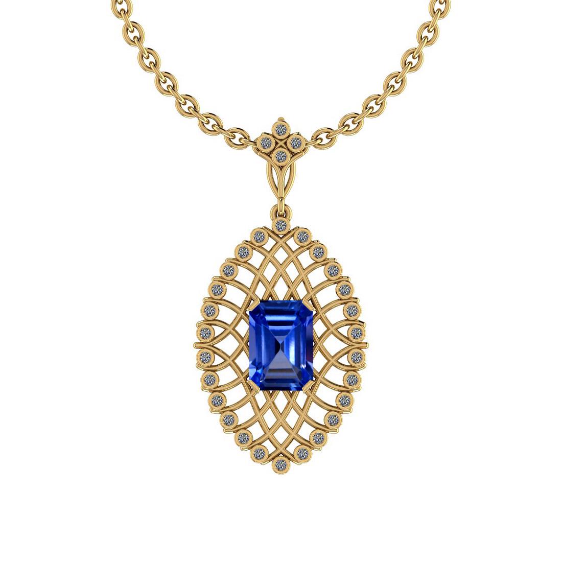 Certified 3.93 Ctw Tanzanite And Diamond SI2/I1 14K Yel: Certified 3.93 Ctw Tanzanite And Diamond SI2/I1 14K Yellow Gold Pendant Necklace **|**|** Color Diamond Approx Weight: 3.69 Ctw (1 pcs Emerlad Octo) Center Stone Color: Tanzanite Center Stone Setting:
