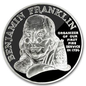 1992 Ben Franklin Firefighters Silver Medal 1 oz - Proo: 1992 Ben Franklin Firefighters Silver Medal 1 oz - Proof **|**|** 1992 Ben Franklin Firefighters Silver Medal 1 oz - Proof #TLJ51686