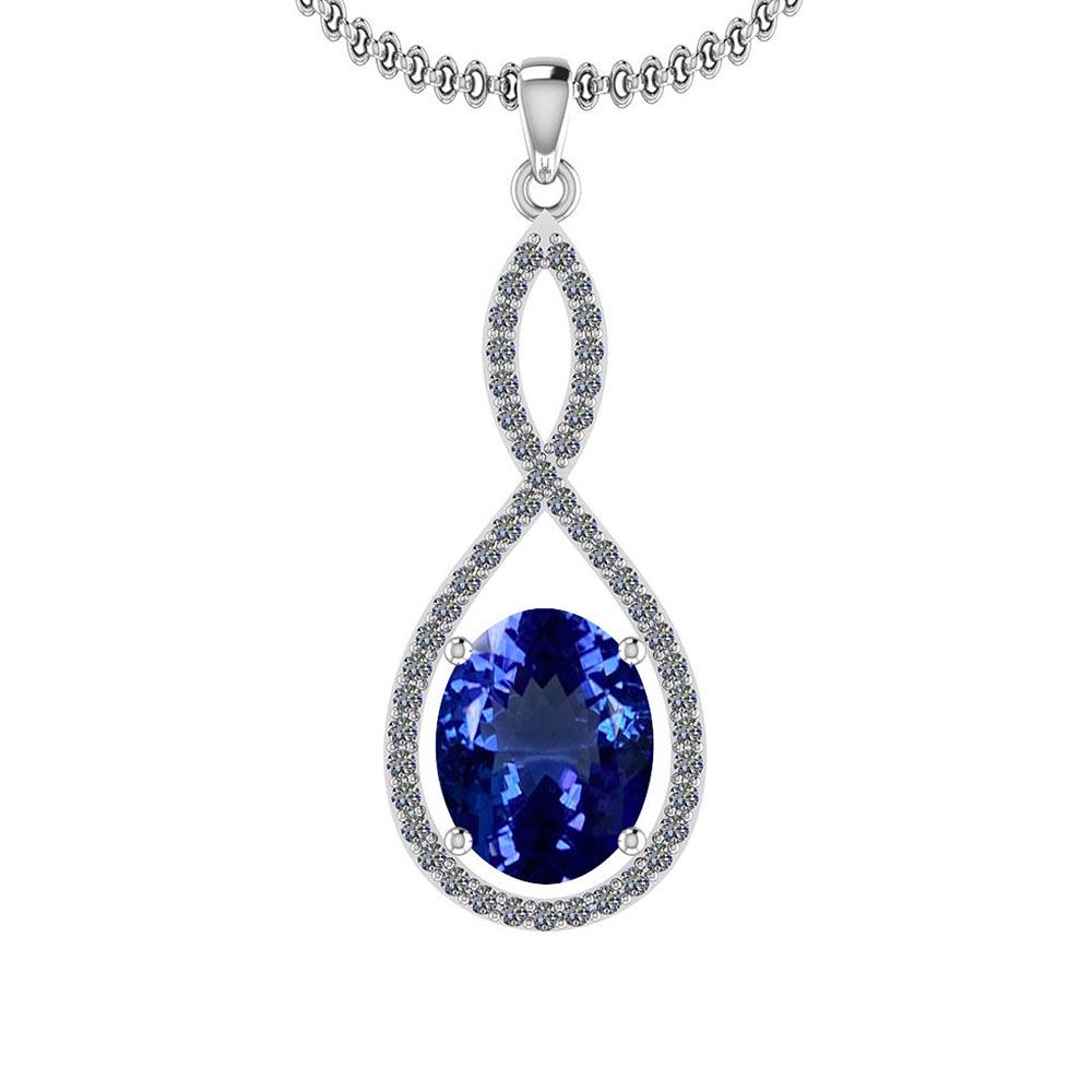 Certified 5.71 Ctw VS/SI1 Tanzanite and Diamond 14K Whi: Certified 5.71 Ctw VS/SI1 Tanzanite and Diamond 14K White Gold Vintage Style Pendant **|**|** Color Stone Approx Weight: 5.23 Ctw (1 pcs Oval) Center Stone Color: Tanzanite Center Stone Setting: Prong