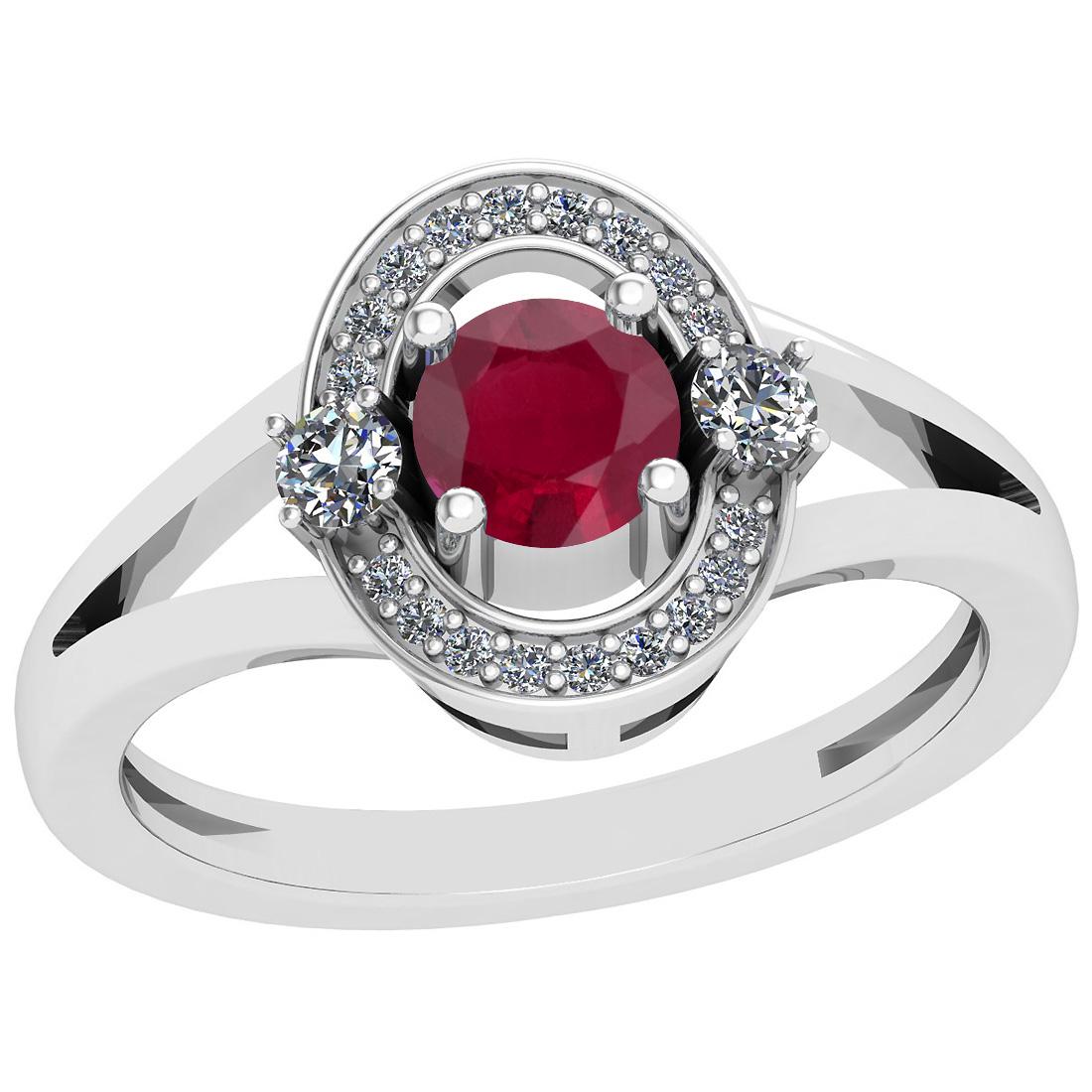 Certified 1.06 Ctw Ruby And Diamond I1/I2 14K White Gol: Certified 1.06 Ctw Ruby And Diamond I1/I2 14K White Gold Vintage Style Ring **|**|** Center Stone Approx Weight: 0.83 Ctw (1 Pcs Round Cut) Center Stone Color: Ruby Center Stone Setting: Prong Side St