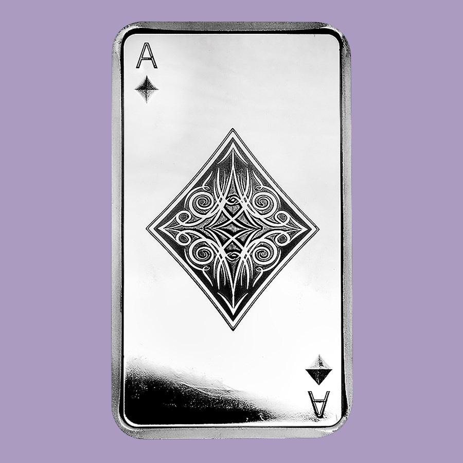 10 oz Silver Bar - Ace of Diamonds: 10 oz Silver Bar - Ace of Diamonds **|**|** 10 oz Silver Bar - Ace of Diamonds #TLJ99758