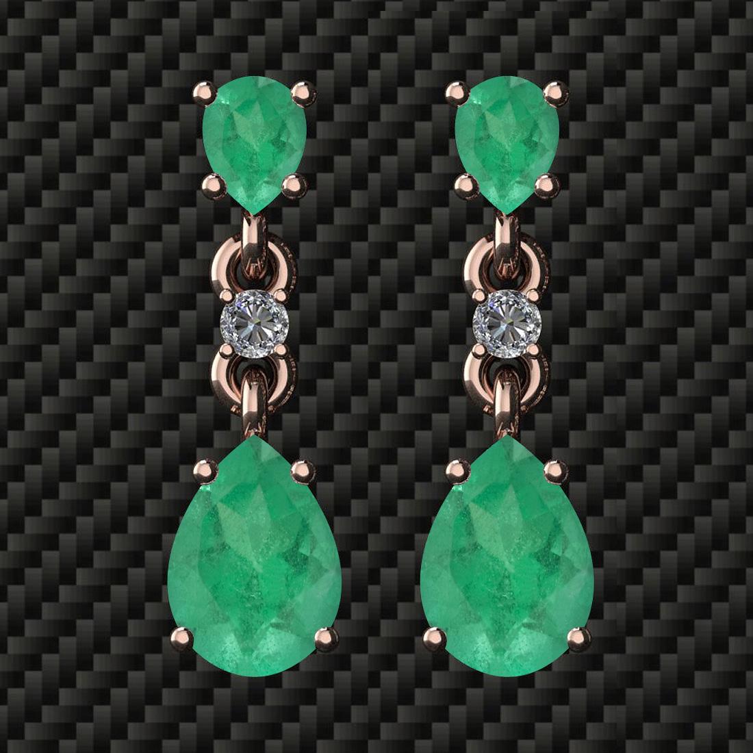 Certifed 4.00 Ctw Emerald And Diamond SI1/SI2 14K Gold: Certifed 4.00 Ctw Emerald And Diamond SI1/SI2 14K Gold Dangling Earrings **|**|** Color Stone Approx Weight: 3.50 Ctw (4 pcs Pear) Center Stone Color: Emerald Center Stone Setting: Prong Side Stone Ap