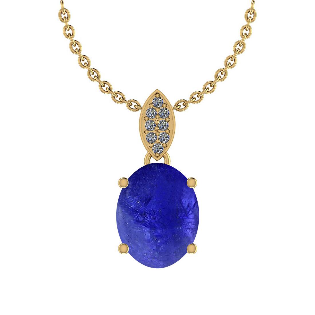 Certified 10.16 Ctw Tanzanite And Diamond VS/SI1 14K Ye: Certified 10.16 Ctw Tanzanite And Diamond VS/SI1 14K Yellow Gold Pendant **|**|** Center Stone Approx Weight: 10.05 Ctw (1 pcs Oval Cabochon) Center Stone Color: Tanzanite Center Stone Setting: Prong 