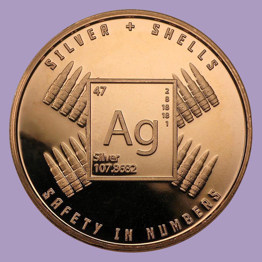1 oz Copper Round - Silver and Shells: 1 oz Copper Round - Silver and Shells **|**|** 1 oz Copper Round - Silver and Shells #TLJ91686