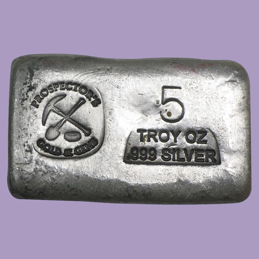 5 oz Silver Bar - Prospector's Gold & Gems: 5 oz Silver Bar - Prospector's Gold & Gems **|**|** 5 oz Silver Bar - Prospector's Gold & Gems #TLJ91724