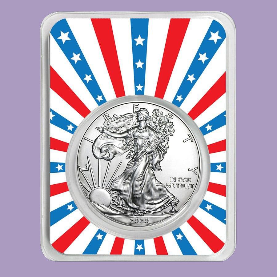 2020 1 oz Silver American Eagle - Stars & Stripes Burst: 2020 1 oz Silver American Eagle - Stars & Stripes Burst **|**|** 2020 1 oz Silver American Eagle - Stars & Stripes Burst #TLJ94889