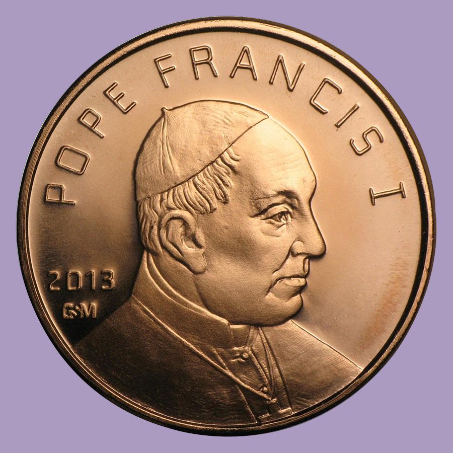 1 oz Copper Round - Pope Francis: 1 oz Copper Round - Pope Francis **|**|** 1 oz Copper Round - Pope Francis #TLJ91682