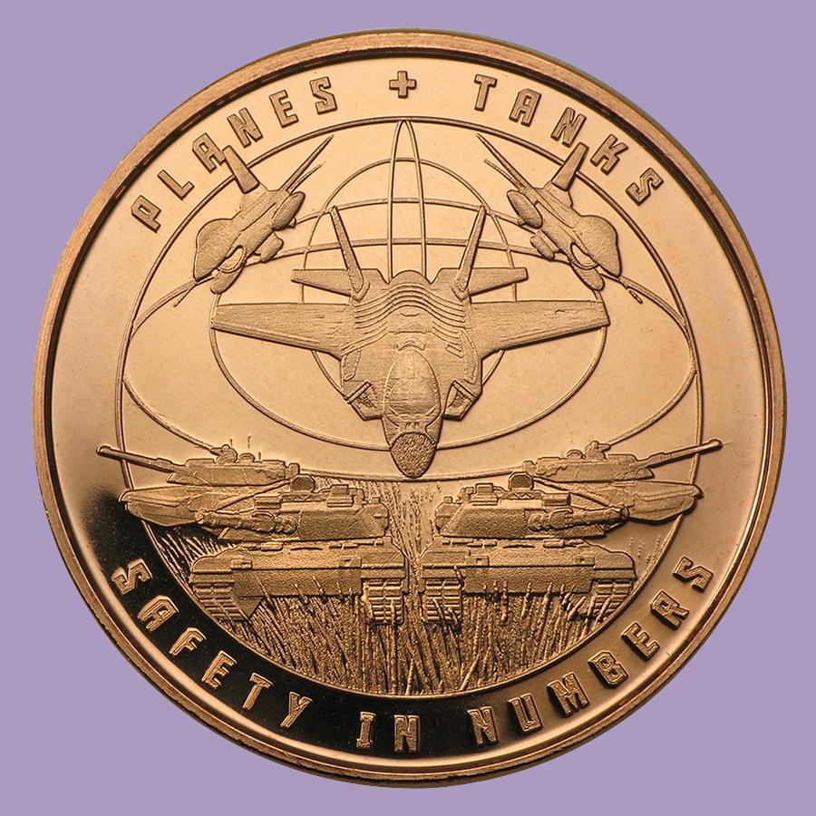 1 oz Copper Round - Planes and Tanks: 1 oz Copper Round - Planes and Tanks **|**|** 1 oz Copper Round - Planes and Tanks #TLJ91699
