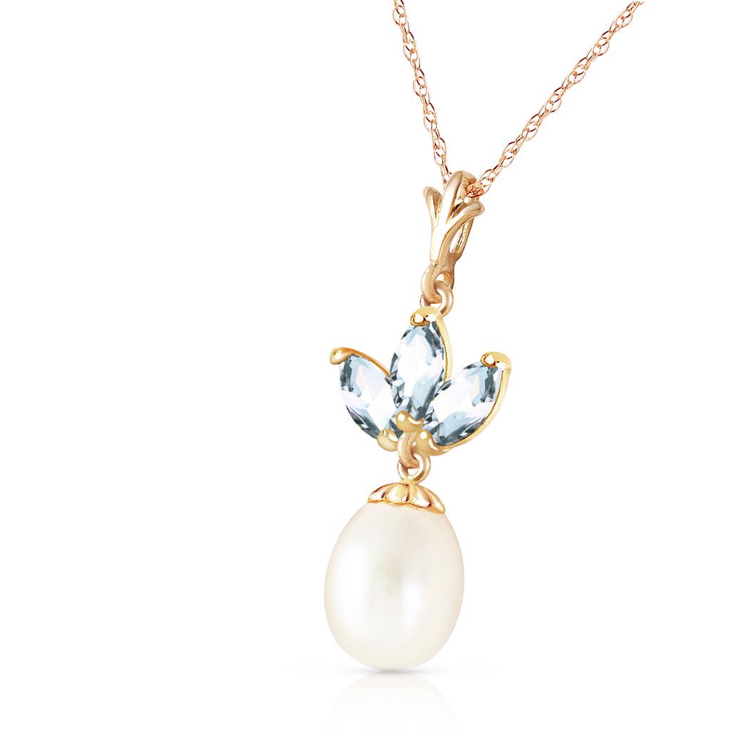4.75 Carat 14K Solid Gold Necklace pearl Aquamarine: 4.75 Carat 14K Solid Gold Necklace pearl Aquamarine **|**|** Aquamarine / Pearl; Metal Color:Yellow Gold; Condition: New With Tags; TWC: 4.75 ;Metal: 14 K. Solid Yellow Gold ;Stone: Natural; Width: 0.