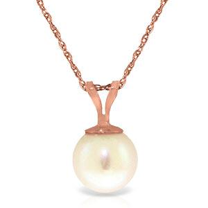 14K Solid Rose Gold Necklace with Natural pearl: 14K Solid Rose Gold Necklace with Natural pearl **|**|** Pearl; Metal Color:Rose Gold; Condition: New With Tags; TWC: n/a ;Metal: 14 K. Solid Rose Gold ;Stone: Natural; Width: 0.28in (7.1mm); Height: 