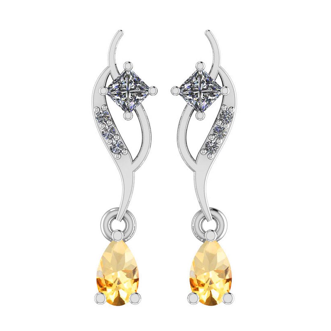 Certified 1.23 Ctw Citrine And Diamond SI1/SI2 14K Gold: Certified 1.23 Ctw Citrine And Diamond SI1/SI2 14K Gold Dangling Earrings **|**|** Center Stone Approx Weight: 1.00 Ctw (2 Pcs Pear) Center Stone Color: Citrine Center Stone Setting: Prong Side Stone 