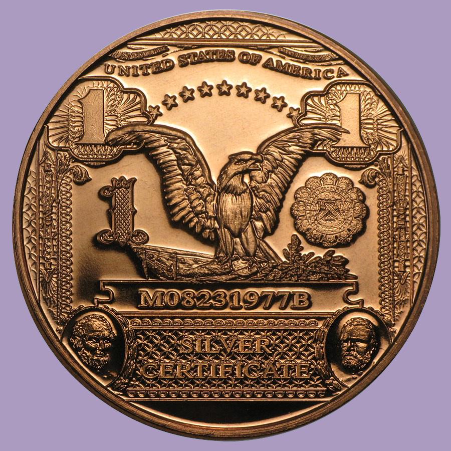 1 oz Copper Round - $1.00 Eagle Silver Certificate: 1 oz Copper Round - $1.00 Eagle Silver Certificate **|**|** 1 oz Copper Round - $1.00 Eagle Silver Certificate #TSD91714