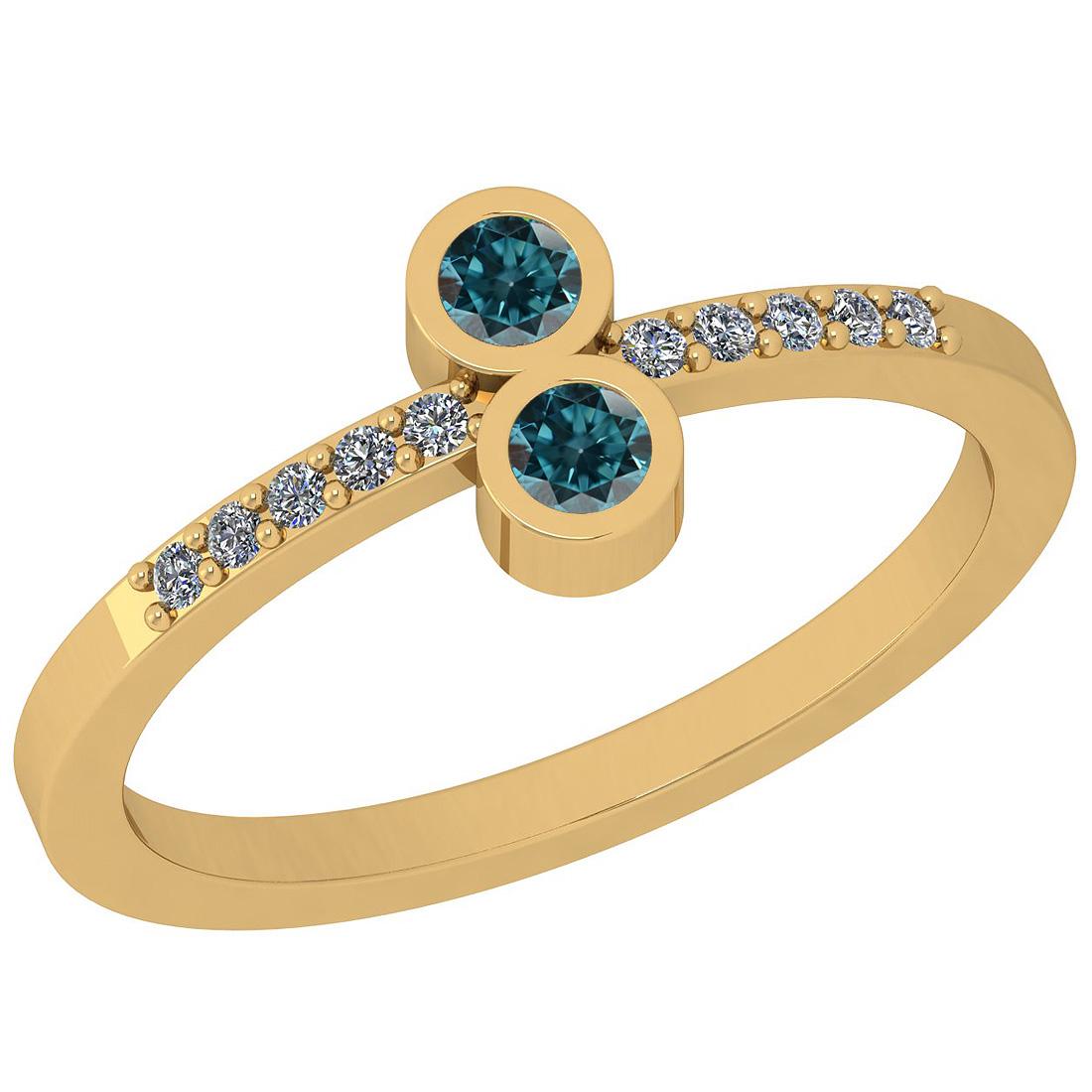 Certified 0.21 Ctw Treated Fancy Blue Diamond And White: Certified 0.21 Ctw Treated Fancy Blue Diamond And White Diamond I1/I2 14K Yellow Gold Vintage Style Ring **|**|** Color Diamond Approx Weight: 0.13 Ctw (2 Pcs Round) Center Stone Color: Treated Fancy 